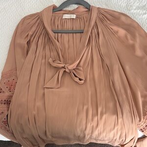 Ramy Brook Women's Tan Blouse with Bow Accent